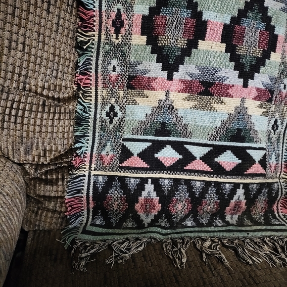 Aztec Boho Tapestry Wall Hanging Decor Multi Colored 34x19in Clean Beautiful - Picture 5 of 9